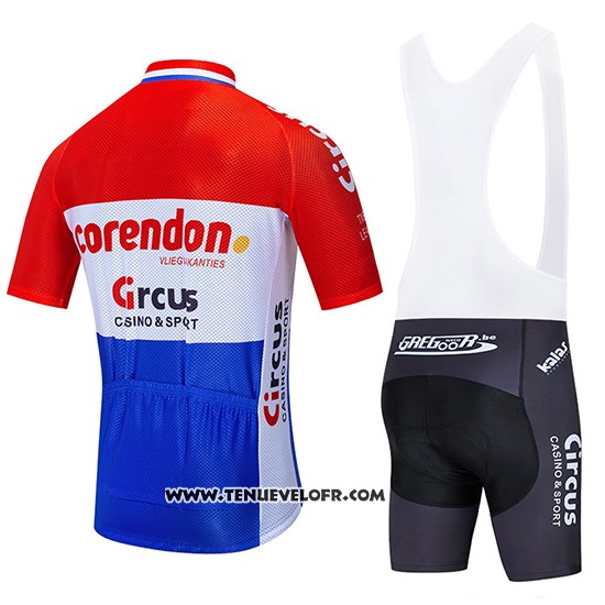 2019 Maillot Ciclismo Corendon Circus Rouge Blanc Bleu Manches Courtes et Cuissard